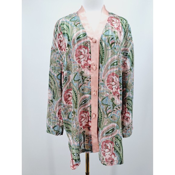 Vintage Gold Tag Victoria Secret Button Down Floral Tunic Night Dress Top Large - Picture 1 of 7